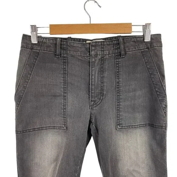 Nili Lotan Cropped French Military Pants Jeans Carbon Grey Cotton Utility SZ 27